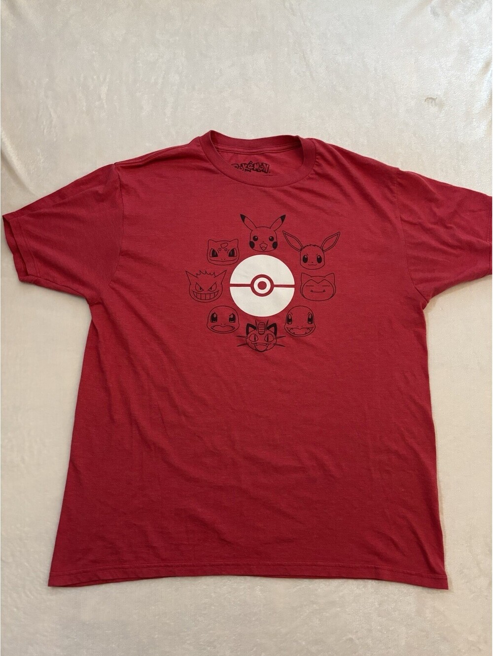 Nintendo Pokemon Red Pokeball Kanto Shirt Pikachu, Eevee, Bulbasaur Size L